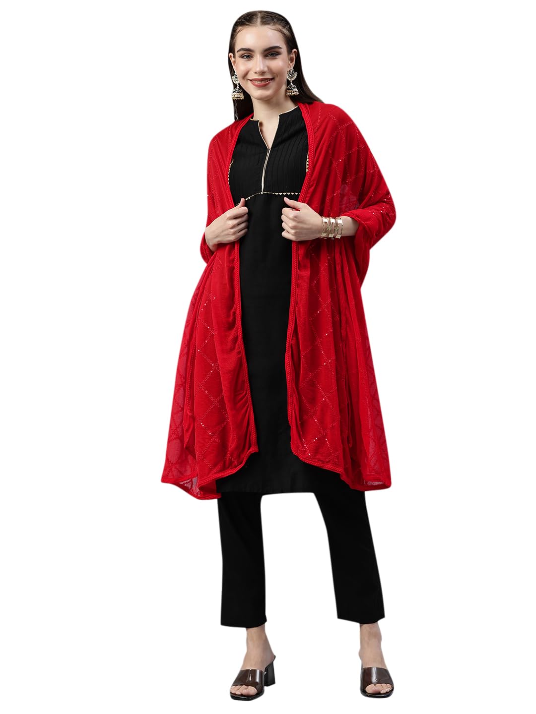 RANI SAAHIBAWomen's Chiffon Embroidered Dupatta