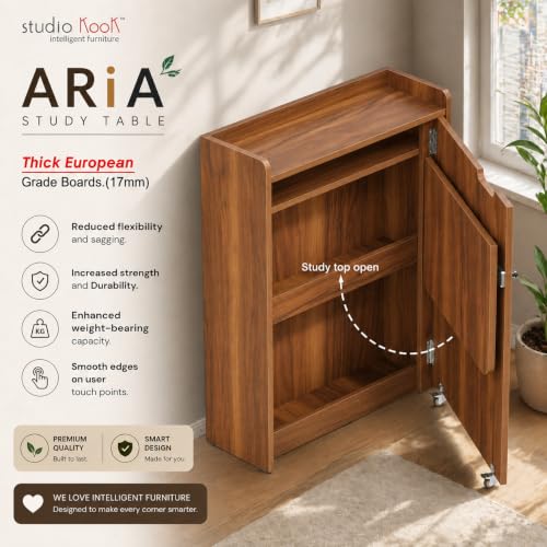 Image of Studio Kook Aria Engineered Wood Folding Study Table (Amber Walnut)