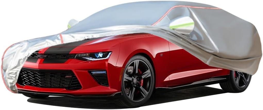 WOLWES Car Cover are Suitable for Chevrolet Camaro All-Weather Windproof, Snowproof, Rainproof, UV-Protected and Breathable All-Season Universal with Side Door Zip Oxford Cloth Car Cover (Color : Bla