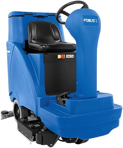 Clarke 56114012 Model Focus II Mid Size Ride-On Floor Scrubber, 28 Inch Disc Scrubbing Path, 0.75 Horsepower, 35 Inch Squeegee Width, Heavy Traction Tires, Commercial Floor Scrubber