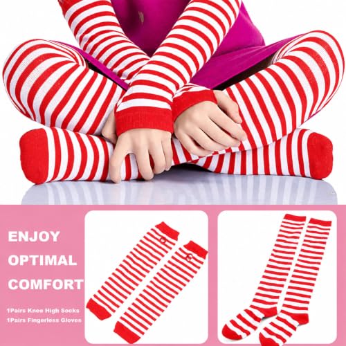 Image of Black and White Striped Arm Leg Warmers Sleeves Set Rainbow Socks Knee High Fingerless Gloves Hand Thigh Warm