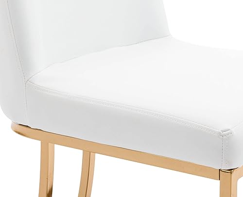 Miniatura 5 de VESCASA Sillas de comedor tapizadas de piel sintética con respaldo, sillas modernas de mediados de siglo con marco de metal dorado para comedor,