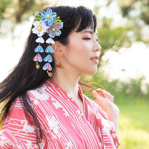 Set de 4 Pinzas de Flores Japonesas con Borlas Tradicionales miniatura 5