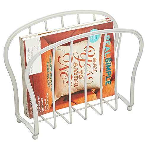 mDesign Decorative Metal Wire Magazine Holder, Organizer - Standing Rack for Magazines, Books, Newspapers, Tablets, Laptops in Bathroom, Family Room, Office, Den - Light Gray