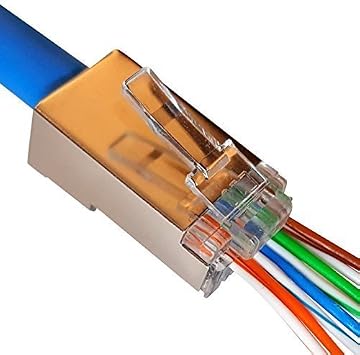 100 Pcs CAT6 RJ45 Pass Through Network Shielded Modular Plug 8P8C Connector End