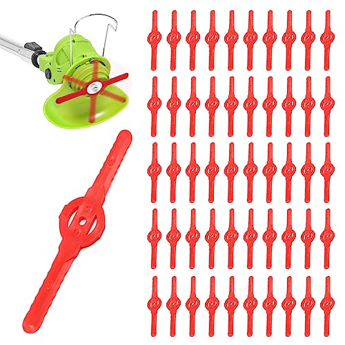 VIKSAUN 50 Piezas Cuchillas de Plástico Cortacésped Cuchillas Cortador de Césped Repuesto, Cuchillas de Recambio de Plástico, para Cortadoras de Césped y Cortadoras Inalámbricas (50 Piezas)