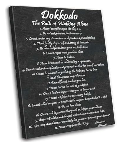 Miyamoto Musashi Dokkodo 21 Principles Wall-Art Print The Path of Walking Alone Poster for Home Decor Bedroom Bathroom(Framed,16
