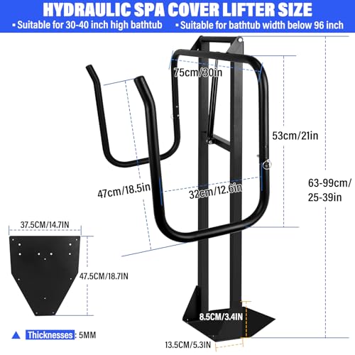 Zomofew Hot Tub Cover Lift, Hot Tub Cover Caddy,Hydraulic Lifter Universal Assist Hot Tub Cover Lifter Removal System With Reinforced Brackets, Easy Assemble, Variety Of Spa Shapes,Hot Tubs Less Than 96In thumb #1