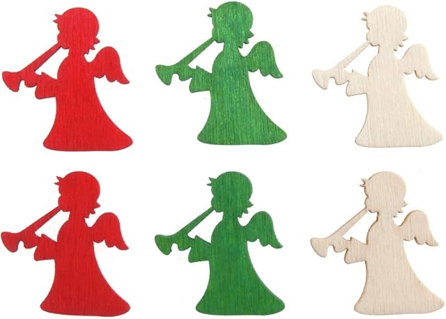 12 Self Adhesive Wooden Angels for Christmas Crafts