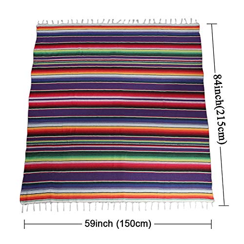 Ourwarm 59 X 84 Inch Mexican Serape Tablecloth Fringe Cotton Mexican Blanket, Handwoven Fiesta Tablecloth For Mexican Party Cinco De Mayo Decorations #TOP1