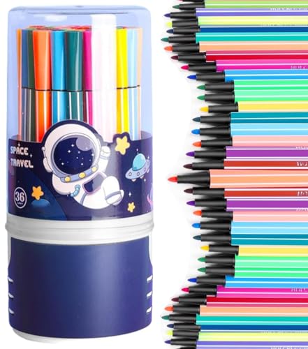 Image of Amitasha 36 Pc Washable Sketch Pen Set Water Color Marker Pens Aesthetic School Supplies Fine Coloring Markers for Kids Adult Book Cards Drawing Craft Kit Teacher Office Supplies