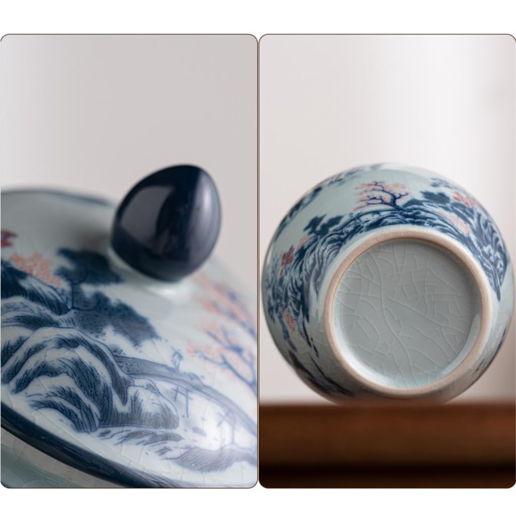 Ceramiczny pojemnik na herbatę, niebieski i biały, porcelanowy słoik do przechowywania herbaty, ceramiczny duży, kuchenny słoik z ziarnami kawy, z zamknięciem, chiński zestaw do herbaty w stylu retr