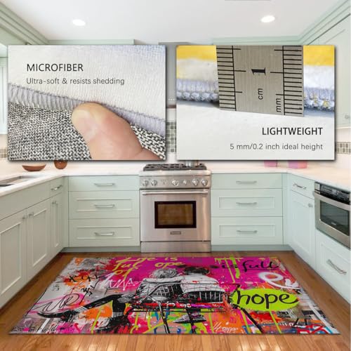 Tapis graffiti lavable en machine moderne et antidérapant
