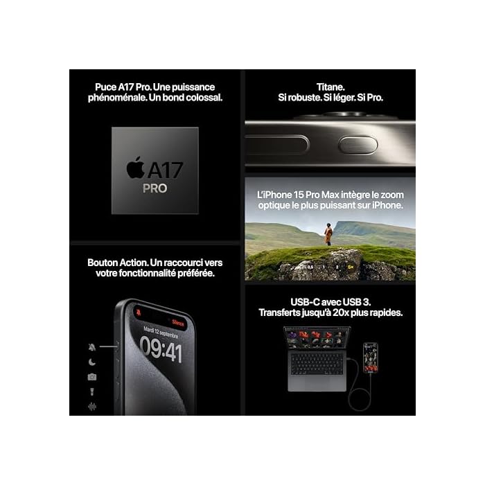 IPhone 15 Pro Max 256 Go - Titane Noir - État Excellent - Téléphones & Objets connectés