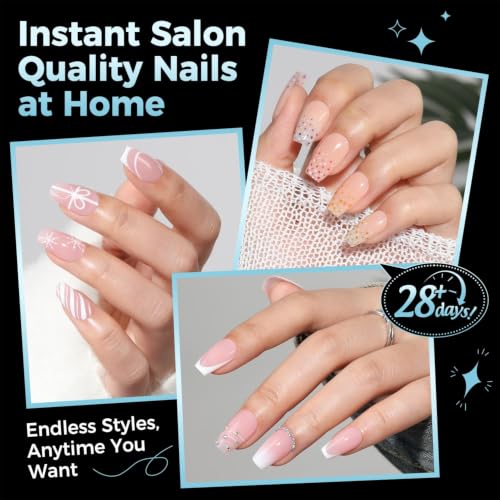 Image of Luckyfairy Short Coffin Nails Tips: Soft Gel Pre-Shaped Acrylic Nail Tips Coffin 360pcs Fake Nails Half Matte Full Cover Clear Press on False Acrylic Nails for Nail Extension Home DIY 12 Sizes