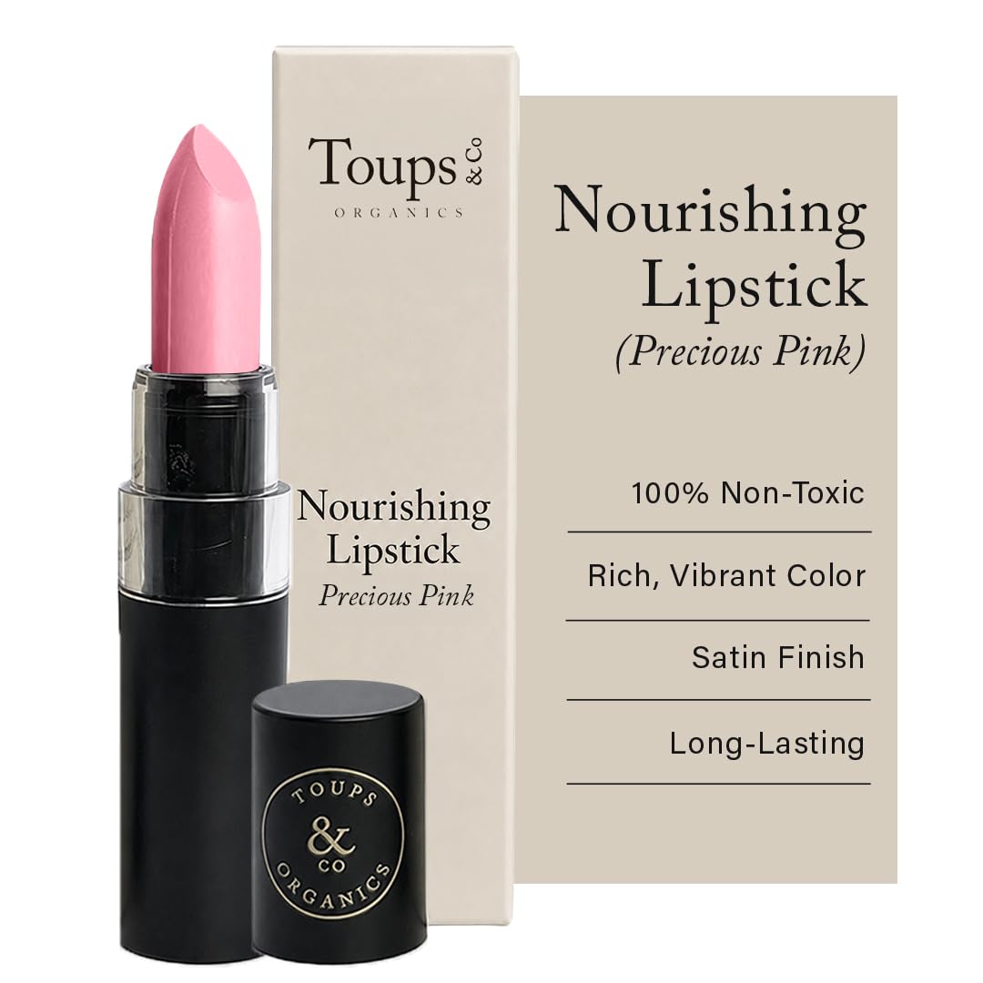 Toups & Co Nourishing Lipstick – Precious Pink | Hydrating Lip Color with Avocado Oil, Vitamin E & Jojoba Oil | Satin Finish Lipstick for Soft, Smooth Lips | Highly Pigmented Color
