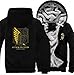 Ataque a los Titanes Sudadera con Capucha Negra Hombres&Mujeres Cosplay Chaqueta de...