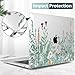 TWOLSKOO Botanical Illustration Engraving Style Hrad Shell Case Cover and Keyboard Skin Screen Protector for MacBook Air 13 inch 2018-2021 Model A2337 M1 A2179 A1932 with Retina Display