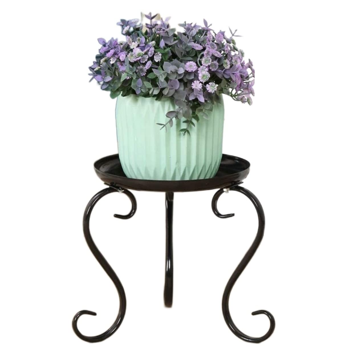Lpmengs-EU Plant Stand Shelves Flower Holder Metal Single Stool Iron Indoor Outdoor Decoration Shelf Rack(Nero1Pcs,21*23cm)