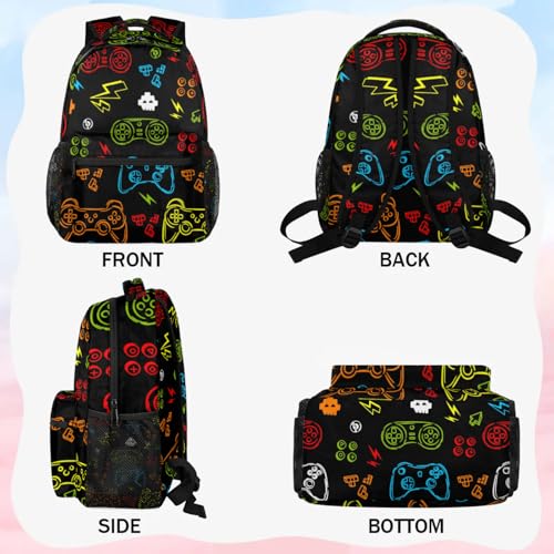 Backpack for School, School Backpacks for Girls Kids Boys Game Controller Lightweight Adjustable Straps Large Capacity Bookbag Casual Travel Daypack Laptop Bag4
