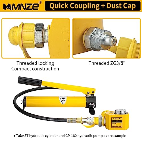 Image of 5T 6mm /0.24 inch Stroke Hydraulic Cylinder Jack Sets Mini Hydraulic Ram Jack Porta Power Kits Retract Automatically Split Hydraulic Single Acting Lifting Cylinders with CP-180 Hydraulic Hand Pump