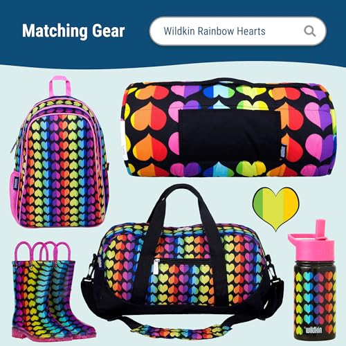 Image of Wildkin Kids Insulated Lunch Bag - Keeps Food Hot or Cold, Easy-Clean Lining and BPA-free for Boys & Girls, Ideal for School, Travel & Daycare - Rainbow Hearts