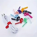 20Pcs Reusable Silicone Cable Organizer Ties, High Elasticity Cord Management Straps, Durable Wire Winders Cord Holder for Earphones USB Chargers Electronics, Assorted Colors