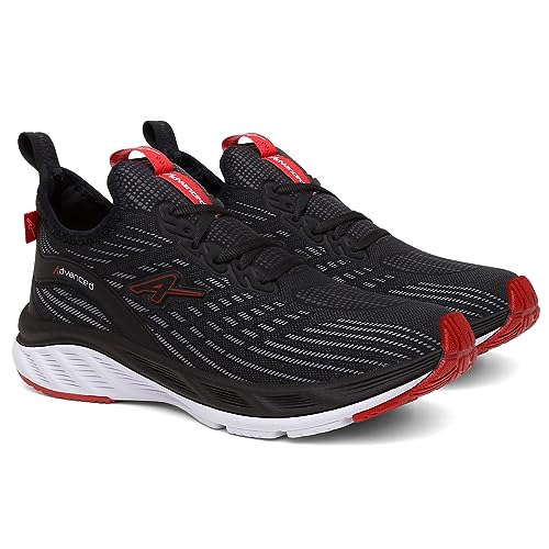 Tênis Masculino Corrida Treino Fit Academia Advanced PRO Run Cor:Preto-Vermelho;Genero:Masculino;Tam