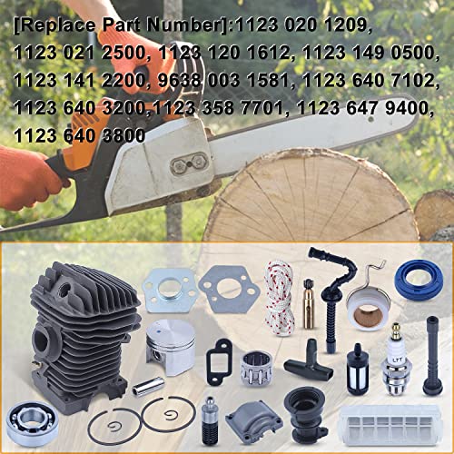 Mtanlo Kolbenzylinder für Stihl Ms250 Ms230 025 023 Motor, 42,5 mm Zylinder, Kolben mit Stift, Clip, Deckel unten, Nadellager 1123 020 1209 1123 021 2500
