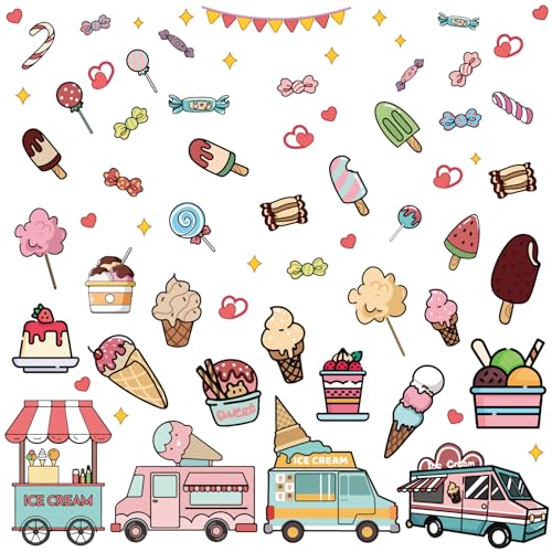 CRASPIRE 8 estilos Helado Pegatinas de Ventana Calcomanías Caramelo Pvc Pegatinas de Pared Impermeable Autoadhesivo Vinilo Se Aferra Y Pega para Dormitorio Sala de Estar Escalera Escaparate Decoración