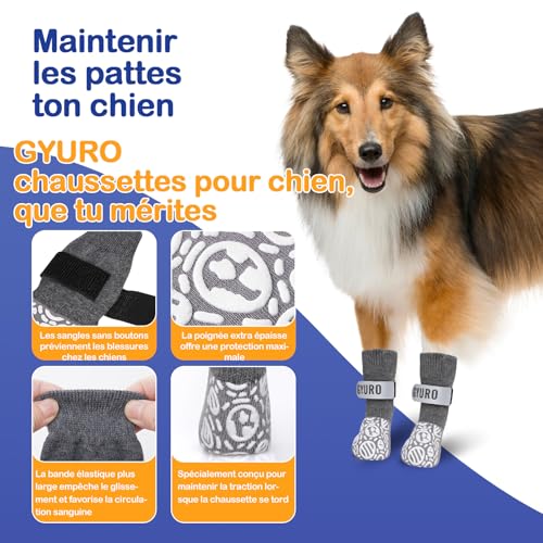 Doppelseitige Anti-Rutsch Hundesocken für den Innenbereich, um das Lecken der Pfoten zu verhindern-Pfotenschutz Haustierpfoten Schutz Traktion Kontrolle Socken auf Hartholzboden (Grau, XXL)