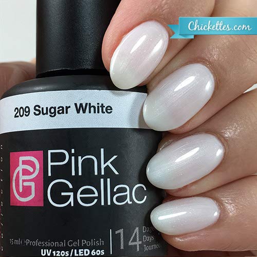 Pink Gellac Shellac Gel Nagellack 15 ml für UV LED Lampe | 209 Sugar White Weiss mit Schimmer Effekt | Gel Nail Polish… – Bild 4