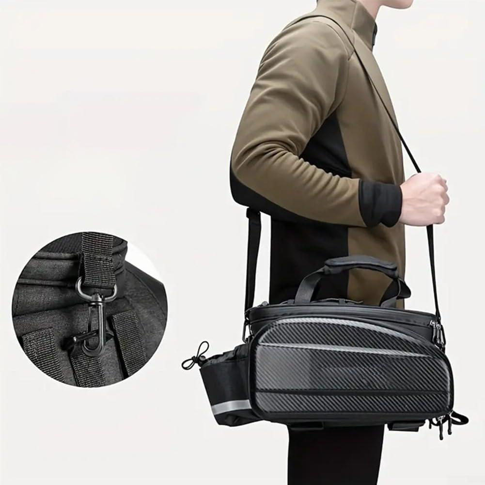 Honseadek Borsa da sella rigida in EVA, con doppia cerniera, impermeabile, per la sicurezza notturna, borsa a tracolla convertibile per bicicletta (30 L)