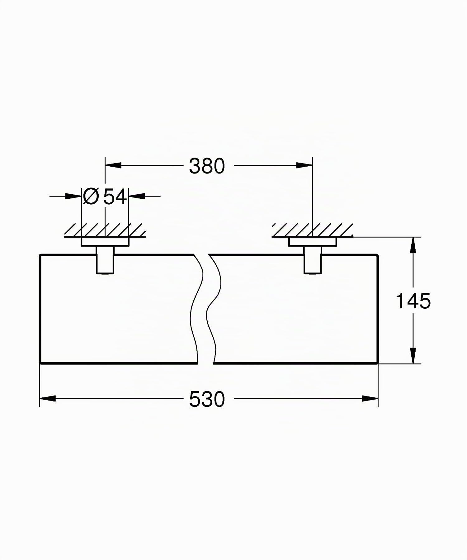 GROHE Start QuickFix, Mensola in vetro con supporti cromati metallo e vetro, fissaggio nascosto, viti e tasselli inclusi, montaggio facile con GROHE QuickGlue, dimensioni 530 mm, 41202000