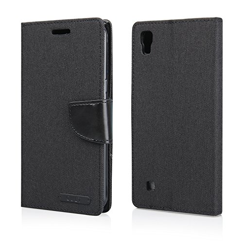 Stylisches Bookstyle Handytasche Flip Case für "LG X Power (F750)" Handy Schutz Hülle Etui Schale Cover Book Case schwarz