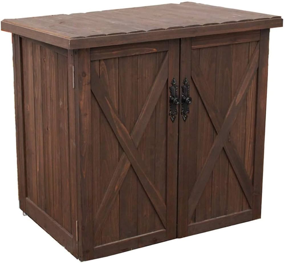 Amazon | 木製物置き 屋外 物置 小屋 小型 収納庫 両開き 上開き 天然