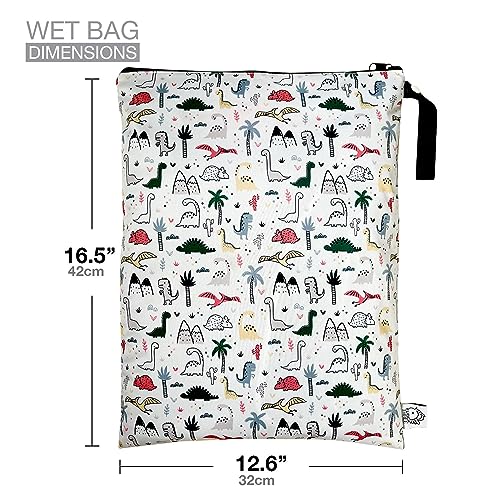 FLOCK THREE Washable and Reusable Wet Bag Diaper Bag Water Resistant Swimming Bag Travel Toiletries Pouch Bears Cats Zippered 12.6'' x 16.5''