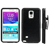 Galaxy Note 4, Carbon Fiber Textured Black Heavy Duty Hybrid 3 Layer Belt Clip Holster Case for Samsung Galaxy Note 4 by Cazle
