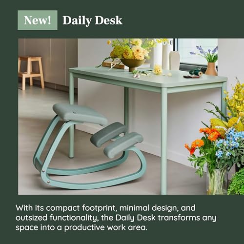 Image of Branch Daily Desk, Functional at Home Office Desk with Effortless Assembly | Timeless Design, Rounded Corners, and Built-in Cable Notch, 58 inch W x 27 inch H x 24 inch D, Sage