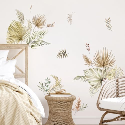 Supzone Boho Palm Leaves Wall Decals Large Tropical Plant