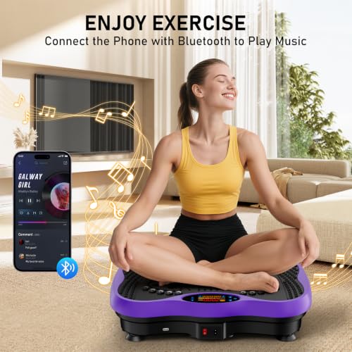 Image of Vibration Plate Exercise Machine, 130 Levels Full Body Workout Vibrating Plate for Lymphatic Drainage Weight Loss, 450 Lbs Capacity Shake Platform with Bluetooth for Women Men