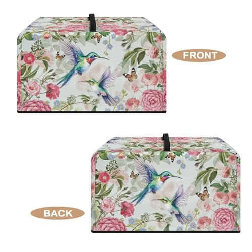 Image of Convection Oven Dustproof Cover, Washable Microwave Oven Cover Small Appliance Accessories for Kitchen Countertop, L, Retro Hummingbird Butterfly Camellia Flower