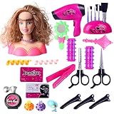 Mysta 25 Pièces Tête à Coiffer et Maquiller, Tête de Maquillage pour Enfants avec Accessoires de Modelage, Jeux de rôle Jouet Fillette Cadeau
