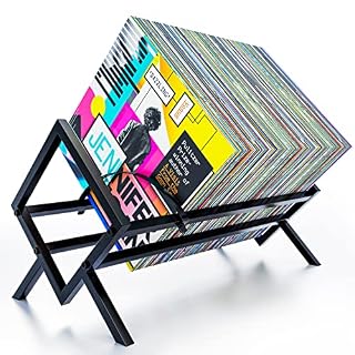 Vinyl Record Storage Rack – Matte Black LP Organizer for 100 Albums | Heavy-Duty Metal Single Tier Stand | Easy Assembly | Multiuse Shelf for Books, Magazines & Turntable Gear - Les Beatles, Paul McCartney, John Lennon, RIngo Starr, George Harrison