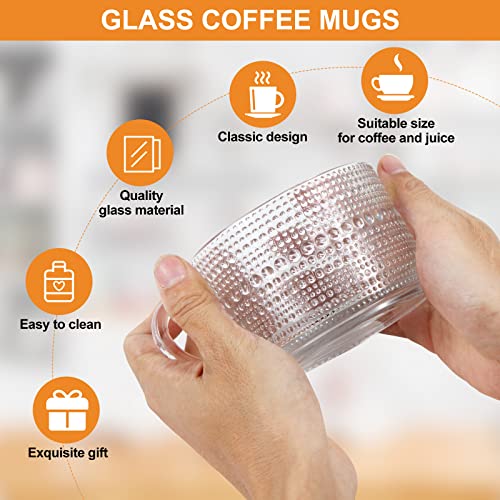 Vozoka Vintage Glass Coffee Mugs, 14Oz Set Of 4 Coffee Mug Set, Latte Mugs, Coffee Bar Accessories, Iced Coffee Glasses, Ideal For Cappuccino, Latte, Cereal, Yogurt, Milk, Hot Or Cold Beverages, Gifts #TOP3