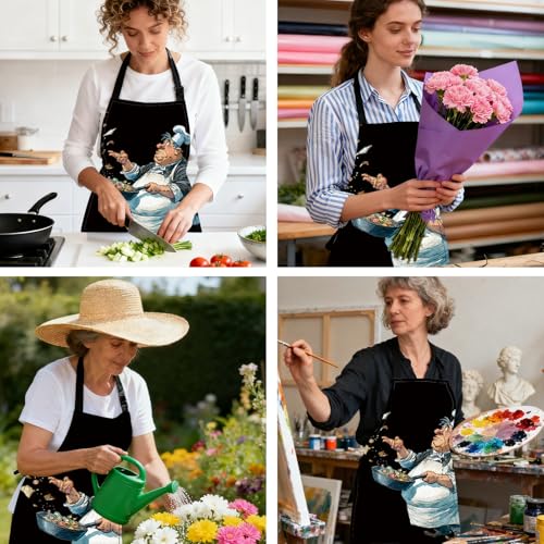 Image of Nuxovilar Cute Cooking Kitchen Apron, 26.77 * 30.7 Inches, Essential for Kitchen Cooking, Baking, Festive Gatherings