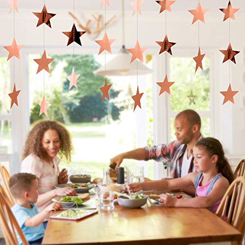 Image of Patelai Glitter Star Garland Banner 2026 Party Decor 130 Feet Star Hanging Streamers Twinkle Backdrop for Classroom Birthday Graduation Wedding Supplies(Rose Gold)