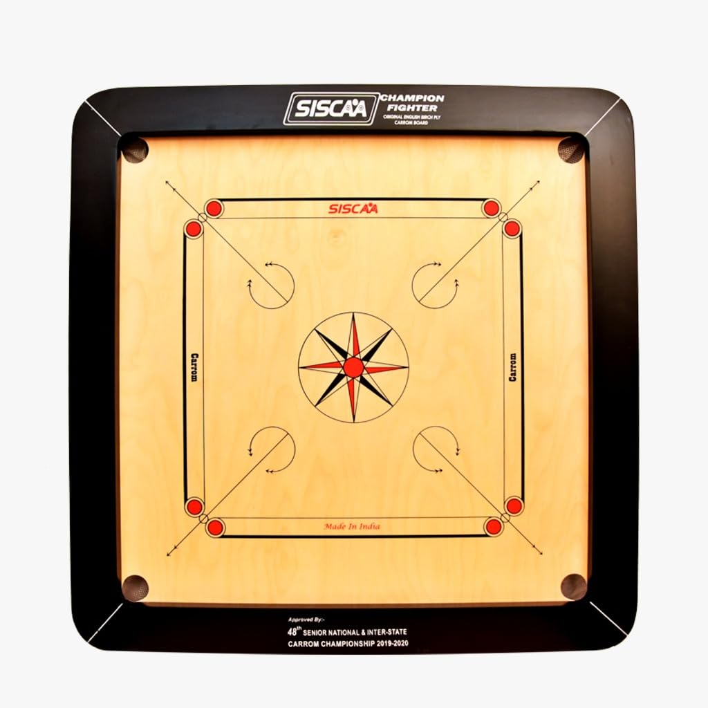 KD Willmax Siscaa Fighter Carrom Board - Lavagna nera con strato di betulla inglese (16 mm, Champion)
