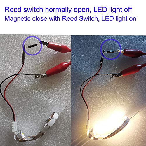 Gebildet 10Stück Kunststoff-Reed-Schalter,Reed-Kontakt,Magnet in der Nähe–Schaltkreis verbinden,Magnet entfernt–Schaltkreis unterbrechen,magnetischer Induktionsschalter (3mm×14mm) mit 10 magneten