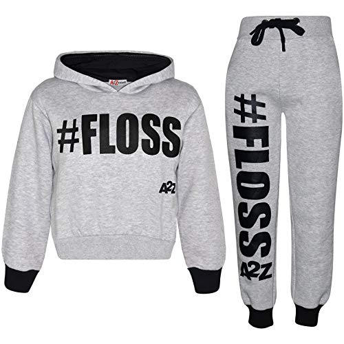 Image of A2Z 4 Kids Girls Tracksuit Floss Crop Top Jogger Two Piece Outfits Set - T.S Crop #Floss Grey 11-12